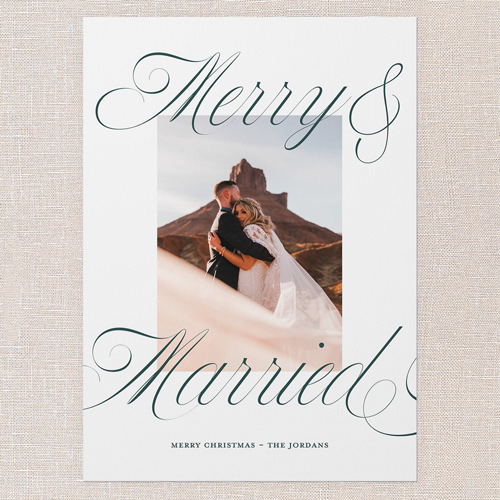 Wedded Elegance Holiday Card, White, 5x7 Flat, Christmas, Pearl Shimmer Cardstock, Square, White