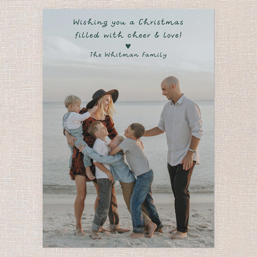 Heartfelt Embrace Holiday Card, White, 5x7 Flat, Christmas, Luxe Double-Thick Cardstock, Square, White