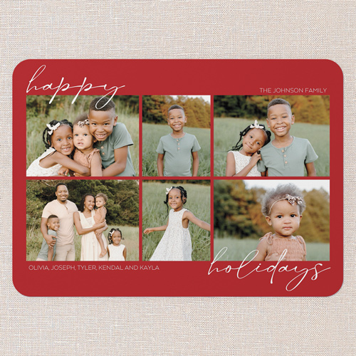 Minimal Greetings Holiday Card, Red, 5x7 Flat, Holiday, Pearl Shimmer Cardstock, Rounded, Apple