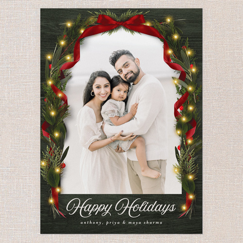 Ribbon Glow Holiday Card, Green, 5x7 Flat, Holiday, Matte, Signature Smooth Cardstock, Square, Forest