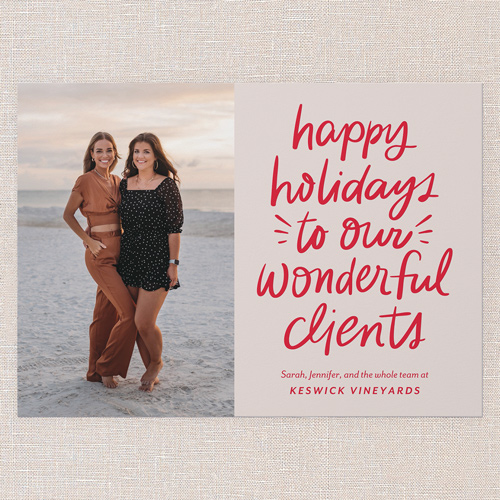 Client Cheer Holiday Card, Red, 5x7 Flat, Holiday, Pearl Shimmer Cardstock, Square, Bright Red