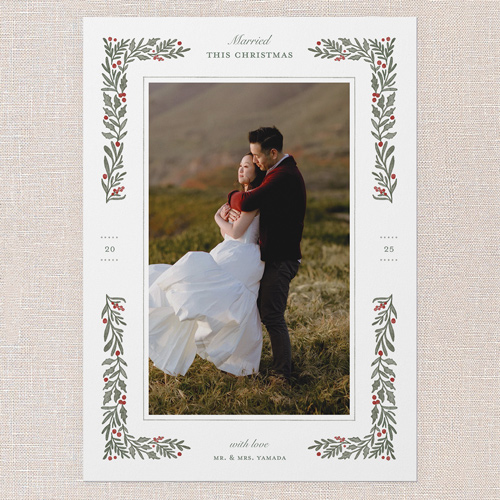 Holly Union Holiday Card, White, 5x7 Flat, Christmas, 100% Recycled Cardstock , Square, White