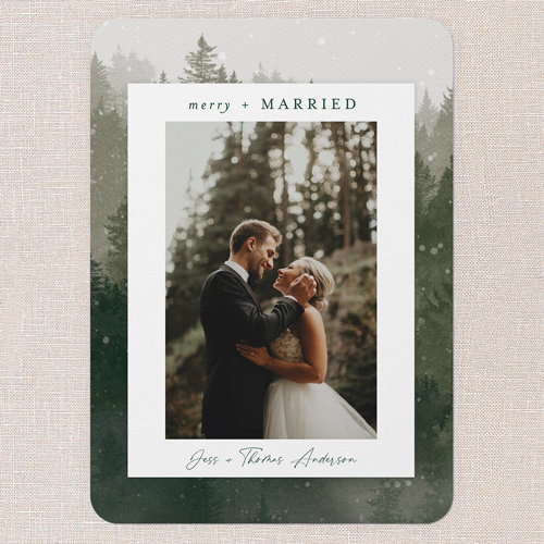 Forest Embrace Holiday Card, Green, 5x7 Flat, Christmas, 100% Recycled Cardstock , Rounded, Pine Grove