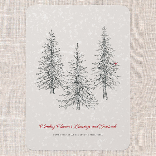 Winter Gratitude Holiday Card, Grey, 5x7 Flat, Holiday, 100% Recycled Cardstock , Rounded, Whisper Gray