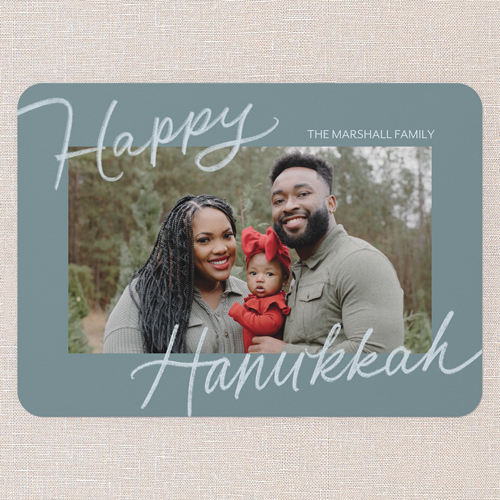 Signature Joy Holiday Card, Blue, 5x7 Flat, Hanukkah, Matte, Signature Smooth Cardstock, Rounded, Blue