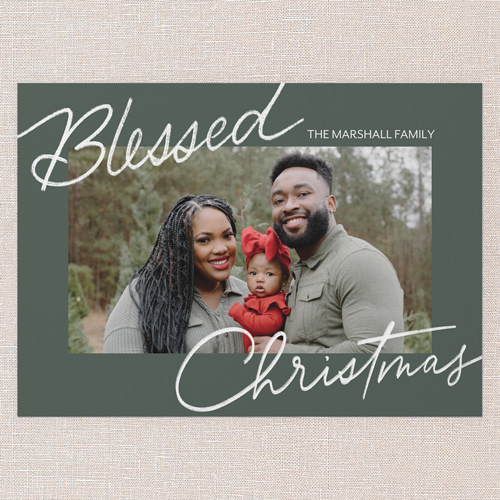 Signature Joy Holiday Card, Green, 5x7 Flat, Religious, 100% Recycled Cardstock , Square, Green