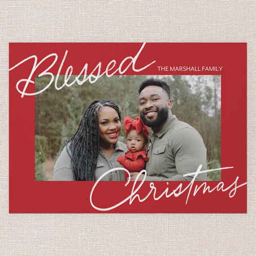 Signature Joy Holiday Card, Red, 5x7 Flat, Religious, 100% Recycled Cardstock , Square, Radish