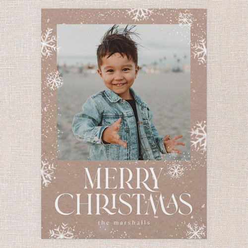 Cozy Flurries Holiday Card, Brown, 5x7 Flat, Christmas, Pearl Shimmer Cardstock, Square, Alpaca