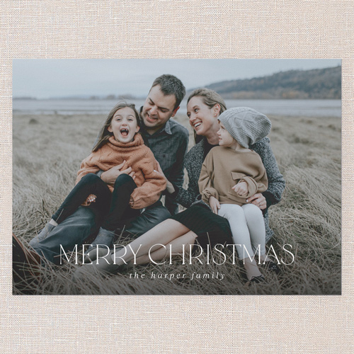 Refined Minimal Holiday Card, White, 5x7 Flat, Christmas, Pearl Shimmer Cardstock, Square, White