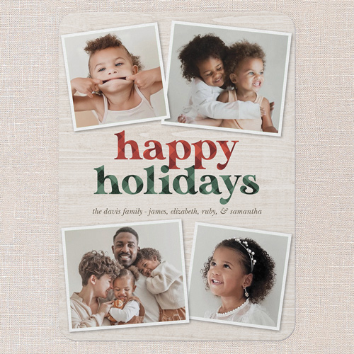 Woodland Collage Holiday Card, Grey, 5x7 Flat, Holiday, Pearl Shimmer Cardstock, Rounded, Whisper Gray