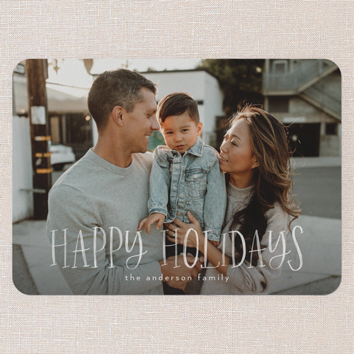 Whimsy Border Holiday Card, White, 5x7 Flat, Holiday, Pearl Shimmer Cardstock, Rounded, White