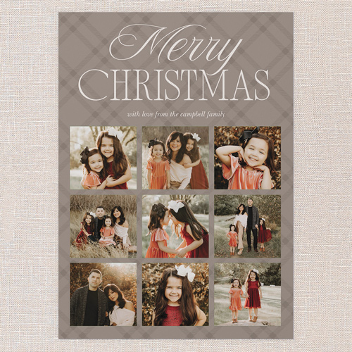 Timeless Plaid Holiday Card, Grey, 5x7 Flat, Christmas, Standard Smooth Cardstock, Square, Suede