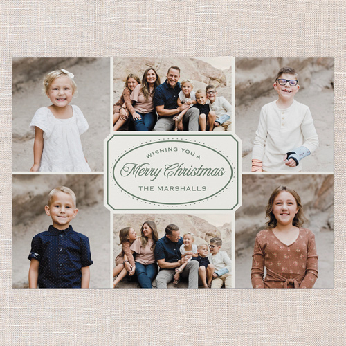 Oval Greeting Holiday Card, Beige, 5x7 Flat, Christmas, Standard Smooth Cardstock, Square, Khaki