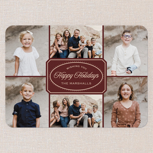 Oval Greeting Holiday Card, Red, 5x7 Flat, Holiday, Standard Smooth Cardstock, Rounded, Velvet