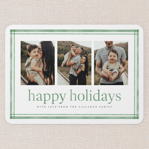 Subtle Greetings Holiday Card, Green, 5x7 Flat, Holiday, 100% Recycled Cardstock , Rounded, Tree