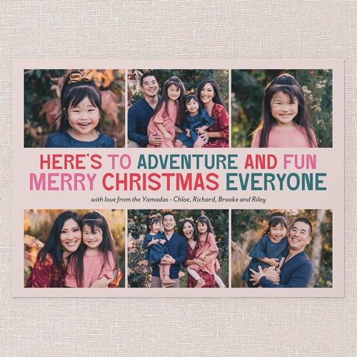 Festive Adventure Holiday Card, Pink, 5x7 Flat, Christmas, Pearl Shimmer Cardstock, Square, Ballet