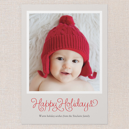Minted Wishes Holiday Card, Grey, 5x7 Flat, Holiday, Luxe Double-Thick Cardstock, Square, Whisper Gray