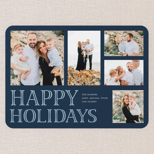 Grand Statement Holiday Card, Blue, 5x7 Flat, Holiday, Standard Smooth Cardstock, Rounded, Cobalt