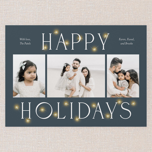 Luminous Glow Holiday Card, Blue, 5x7 Flat, Holiday, Pearl Shimmer Cardstock, Square, Slate Blue