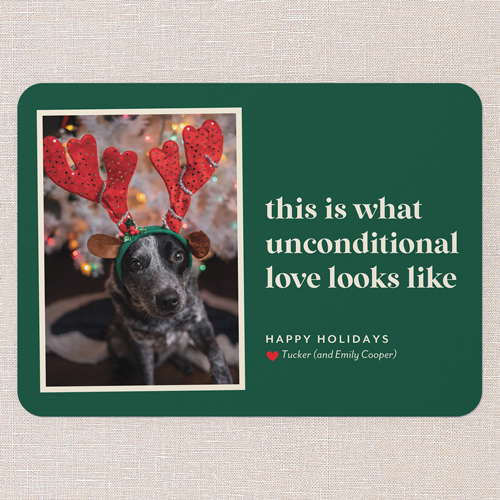 Unconditional Joy Holiday Card, Green, 5x7 Flat, Holiday, Standard Smooth Cardstock, Rounded, Spruce Green