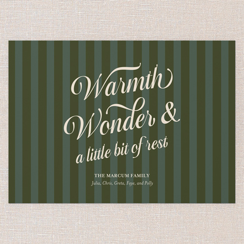 Giftwrapped Holiday Card, Green, 5x7 Flat, Holiday, Pearl Shimmer Cardstock, Square, Olive