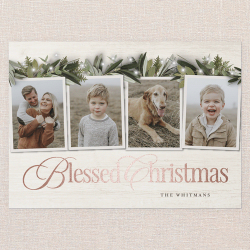 Golden Script Holiday Card, Beige, Rose Gold Foil, 5x7 Flat, Religious, Matte, Signature Smooth Cardstock, Square, Cream