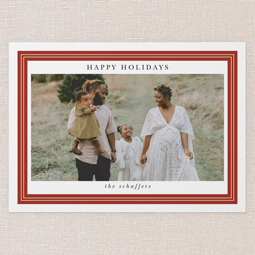 Timeless Borders Holiday Card, Red, none, 5x7 Flat, Holiday, 100% Recycled Cardstock , Square, Marsala
