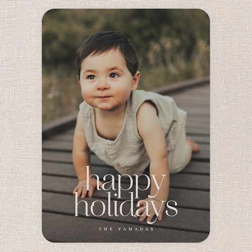 Serene Blessings Holiday Card, Grey, 5x7 Flat, Holiday, Pearl Shimmer Cardstock, Rounded, Whisper Gray
