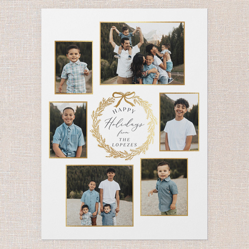 Golden Wreath Gallery Holiday Card, White, 5x7 Flat, Holiday, Matte, Signature Smooth Cardstock, Square, White