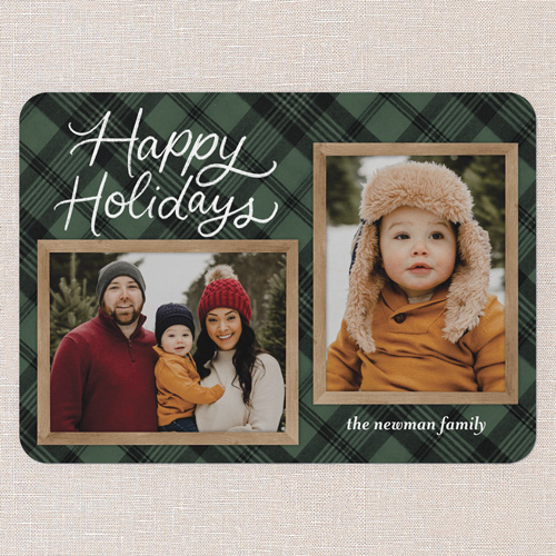 Cozy Script Holiday Card, Blue, 5x7 Flat, Holiday, 100% Recycled Cardstock , Rounded, Lake