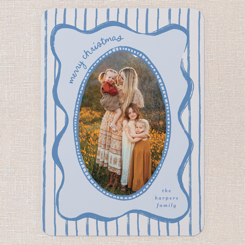 Playful Frame Holiday Card, Blue, 5x7 Flat, Christmas, Pearl Shimmer Cardstock, Rounded, Celeste