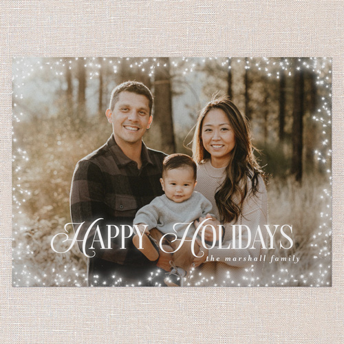 Sparkle Surround Holiday Card, White, 5x7 Flat, Holiday, Luxe Double-Thick Cardstock, Square, White