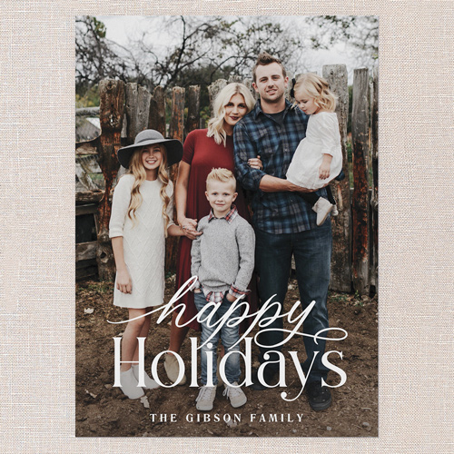 Classic Script Holiday Card, White, 5x7 Flat, Holiday, Matte, Signature Smooth Cardstock, Square, White