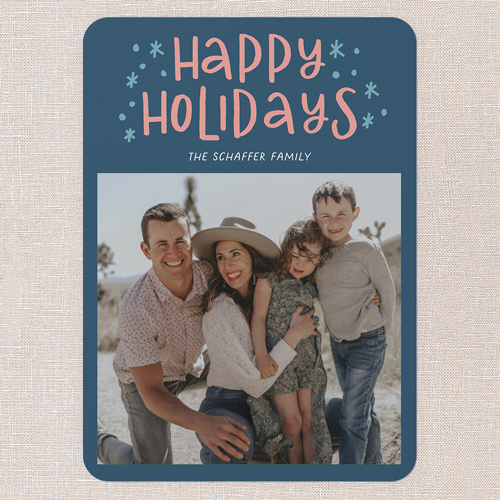 Festive Doodles Holiday Card, Blue, 5x7 Flat, Holiday, Standard Smooth Cardstock, Rounded, Nautical