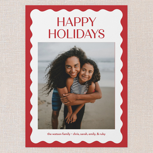 Red Wave Holiday Card, Red, 5x7 Flat, Holiday, Standard Smooth Cardstock, Square, Red