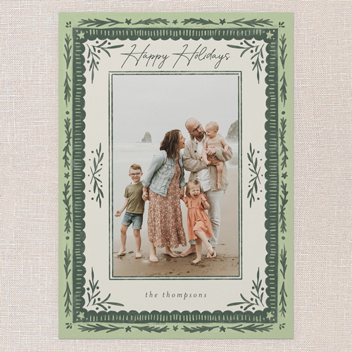 Woodland Blessings Holiday Card, Green, 5x7 Flat, Holiday, 100% Recycled Cardstock , Square, Tree