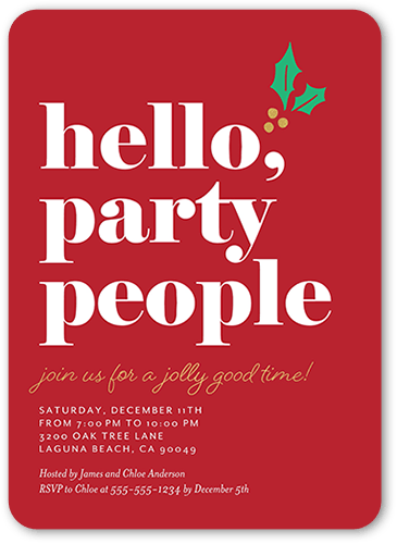 Party People Holiday Invitation, Rounded Corners