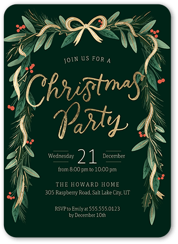 Green Holiday Party Invitations
