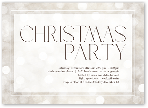 Bubbly Party Holiday Invitation, Beige, 5x7 Flat, Christmas, Luxe Double-Thick Cardstock, Square, Antique White