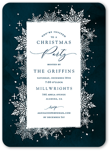 Snowflake Bash Holiday Invitation, Blue, 5x7, Christmas, Standard Smooth Cardstock, Rounded