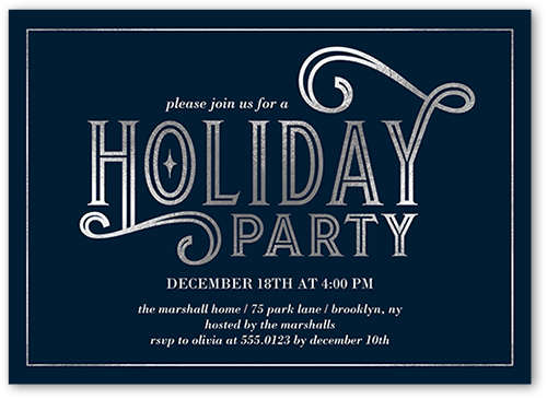Deco Party Holiday Invitation, Grey, 5x7 Flat, Holiday, Standard Smooth Cardstock, Square