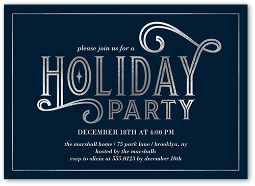 Deco Party Holiday Invitation, Grey, 5x7 Flat, Holiday, Pearl Shimmer Cardstock, Square