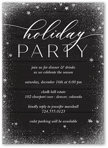 Snowy Winter Holiday Invitation, Black, 5x7 Flat, Holiday, 100% Recycled Cardstock ?, Square, Black