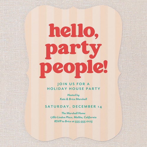 Festive Feature Holiday Invitation, Beige, 5x7 Flat, Write Your Own Greeting, Pearl Shimmer Cardstock, Bracket