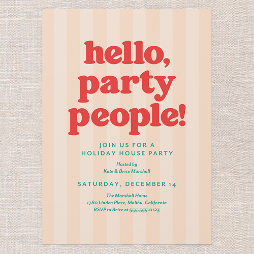 Festive Feature Holiday Invitation, Beige, 5x7 Flat, Write Your Own Greeting, Pearl Shimmer Cardstock, Square