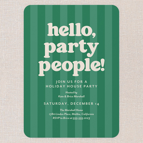 Festive Feature Holiday Invitation, Green, 5x7 Flat, Write Your Own Greeting, 100% Recycled Cardstock ?, Rounded