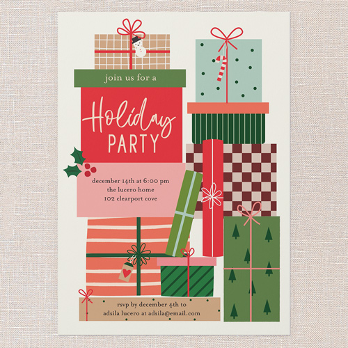 Gracious Gifts Holiday Invitation, Red, 5x7 Flat, Holiday, Standard Smooth Cardstock, Square, Red