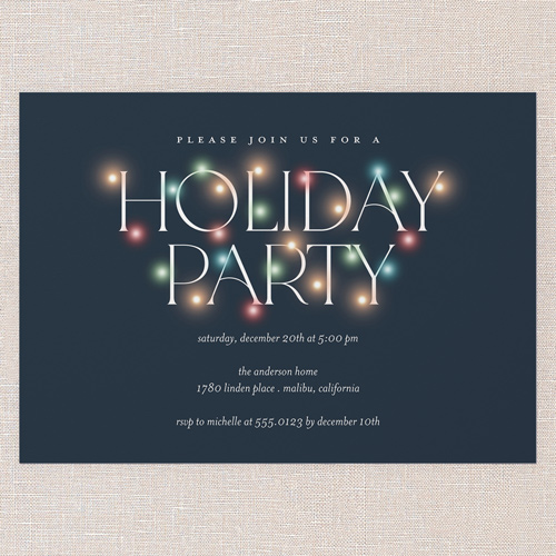 Luminous Gathering Holiday Invitation, Blue, 5x7 Flat, Holiday, Pearl Shimmer Cardstock, Square, Navy