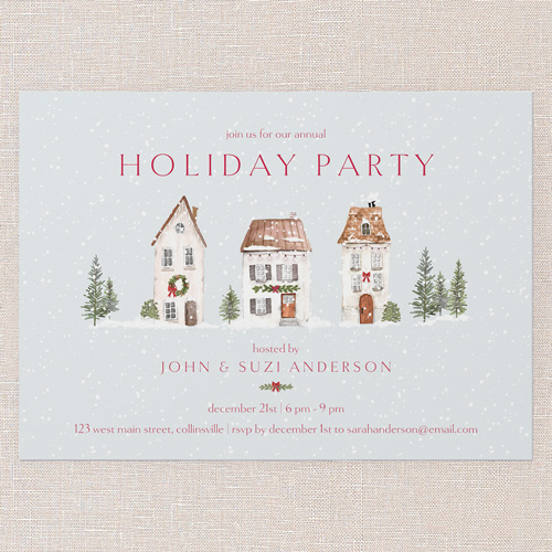 Village Gathering Holiday Invitation, Grey, 5x7 Flat, Holiday, Matte, Signature Smooth Cardstock, Square, Air