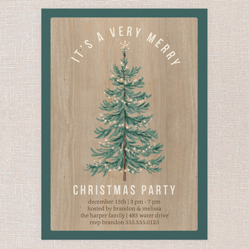 Twinkle Pine Gathering Holiday Invitation, Green, 5x7 Flat, Christmas, Luxe Double-Thick Cardstock, Square, Tropical